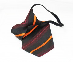   Kinderkrawatte - Schwarz-orange gestreift Kinder Krawatte